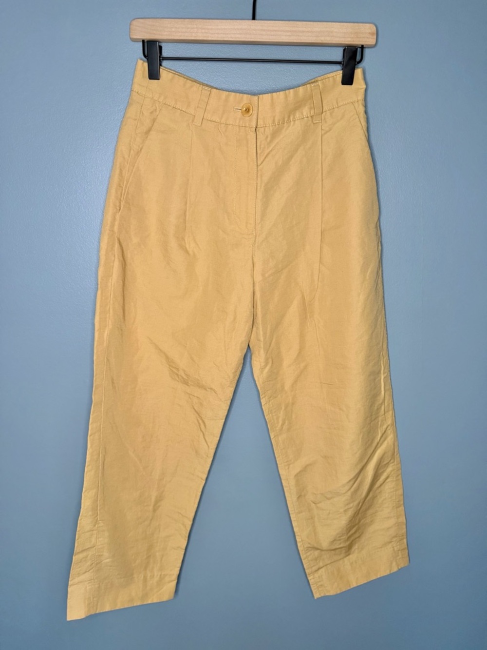 COS Women's Cotton Linen Blend Cropped Pleated Pants | Size 4